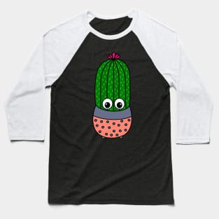 Cute Cactus Design #347: Potted Saguaro Cactus With A Cute Flower Baseball T-Shirt